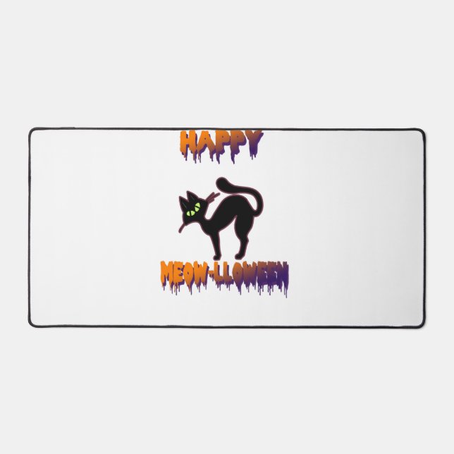 Black Cat Halloween Pumpkin Halloween Desk Mat (Front)