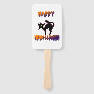 Black Cat Halloween Pumpkin Halloween Hand Fan