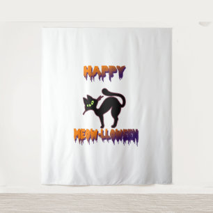Black Cat Halloween Pumpkin Halloween Tapestry