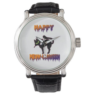 Black Cat Halloween Pumpkin Halloween Watch
