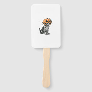 Black Cat Halloween Pumpkin Head Costume For Women Hand Fan