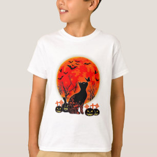 Black Cat Halloween Pumpkin Moon Spooy T-Shirt