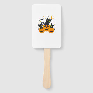Black Cat Halloween Pumpkin Spooky Night  Hand Fan