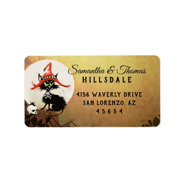 Black Cat Halloween Return Address Label (Front)