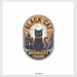 Black Cat Halloween Shirt Vintage Midnight Charm D