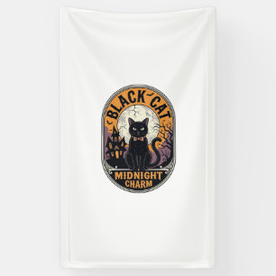 Black Cat Halloween Shirt Vintage Midnight Charm D Banner