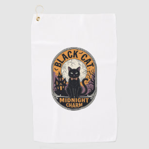 Black Cat Halloween Shirt Vintage Midnight Charm D Golf Towel