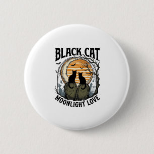 Black Cat Halloween Shirt Vintage Moon Graveyard A 6 Cm Round Badge