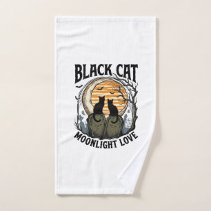 Black Cat Halloween Shirt Vintage Moon Graveyard A Hand Towel