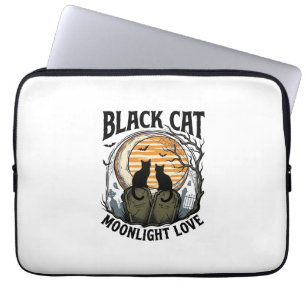 Black Cat Halloween Shirt Vintage Moon Graveyard A Laptop Sleeve