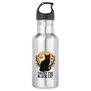 Black Cat Halloween Shirt Vintage Spooky Moon Cat 532 Ml Water Bottle