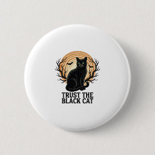 Black Cat Halloween Shirt Vintage Spooky Moon Cat 6 Cm Round Badge