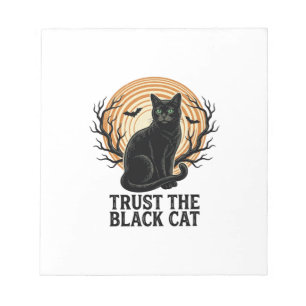 Black Cat Halloween Shirt Vintage Spooky Moon Cat Notepad