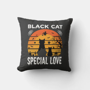 Black Cat Halloween Special Love Gothic Design Cushion