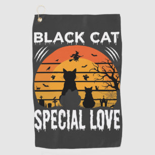 Black Cat Halloween Special Love Gothic Design Golf Towel