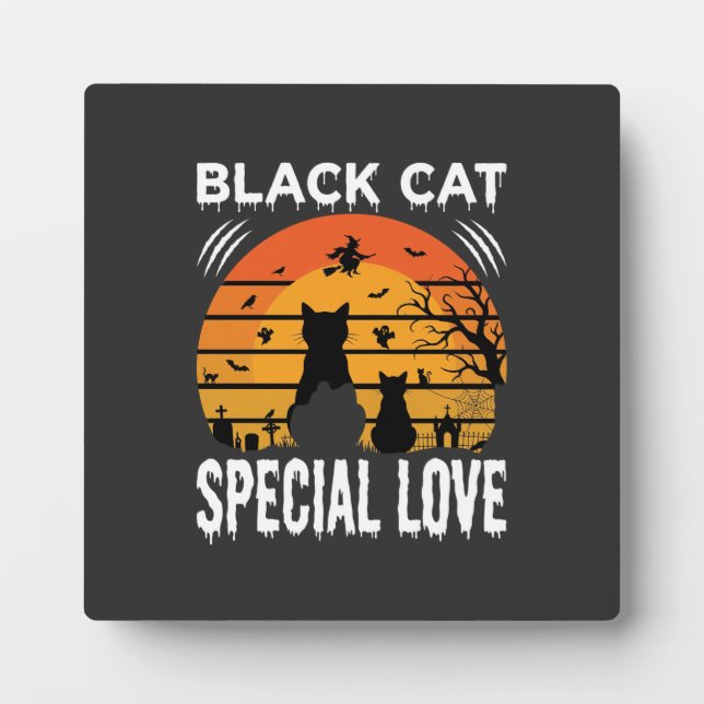 Black Cat Halloween Special Love Gothic Design Plaque (Front)
