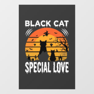 Black Cat Halloween Special Love Gothic Design Window Cling