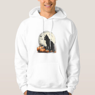 Black Cat Halloween Spooky Moon Artwork Pumpkin Sp Hoodie
