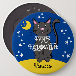 Black Cat Halloween Stars Moon Cute Kids 6 Cm Round Badge