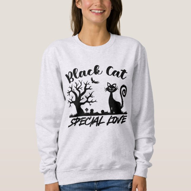 Black Cat Halloween Sweatshirt (Front)