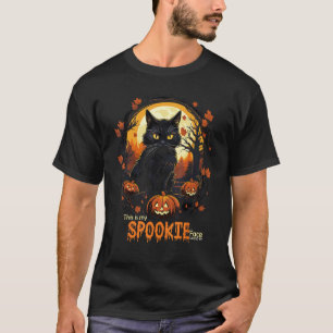 Black Cat Halloween This is My Spooky Face Nailed T-Shirt