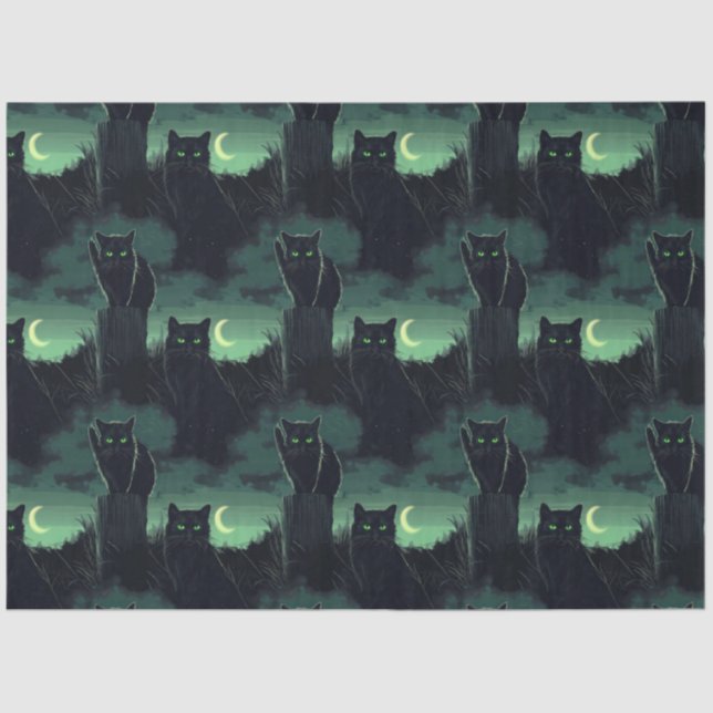 Black Cat Halloween Tissue Paper (Front)
