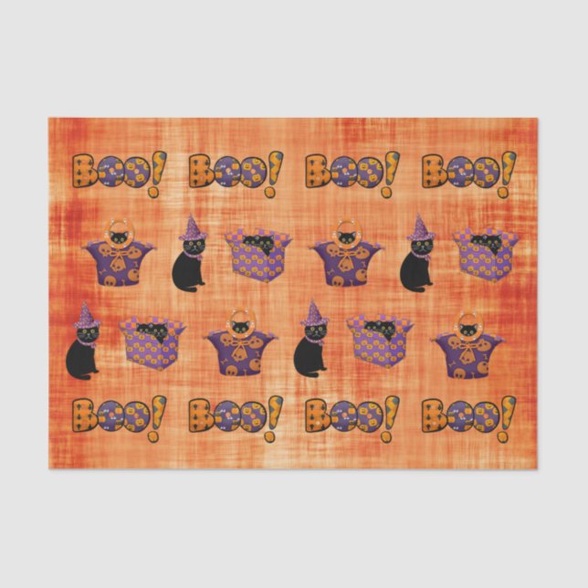 Black Cat Halloween  Tissue Paper (Front)