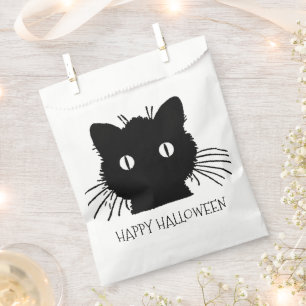 Black Cat Halloween Treats Favour Bags