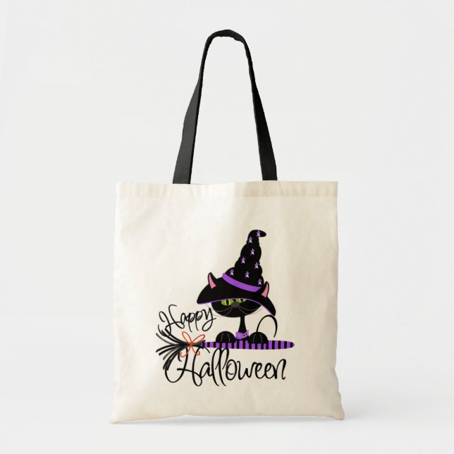 Black Cat Halloween Trick-or-Treat bag (Front)