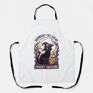 Black Cat Halloween Vintage Engraving Pumpkin Cat Apron