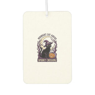 Black Cat Halloween Vintage Engraving Pumpkin Cat  Car Air Freshener