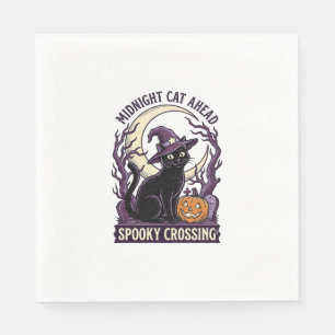 Black Cat Halloween Vintage Engraving Pumpkin Cat Napkin