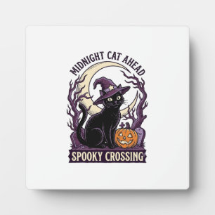 Black Cat Halloween Vintage Engraving Pumpkin Cat Plaque