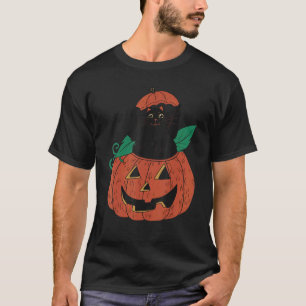 Black Cat Halloween Vintage Pumpkin Cat 1 T-Shirt
