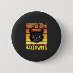 Black Cat Halloween Vintage Pumpkin Graphic 6 Cm Round Badge