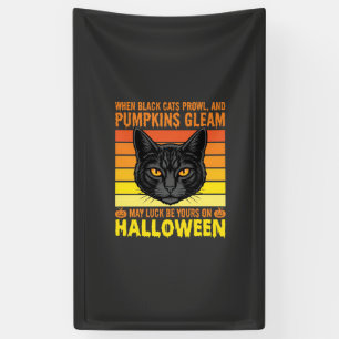 Black Cat Halloween Vintage Pumpkin Graphic Banner