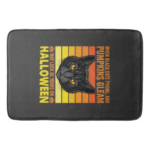 Black Cat Halloween Vintage Pumpkin Graphic Bath Mat