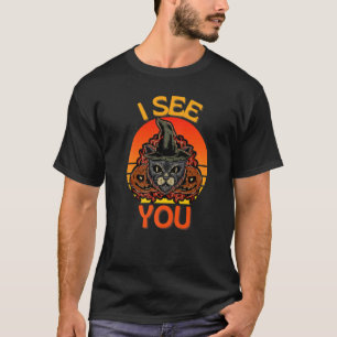 Black Cat Halloween Witchcraft Cat Witch Pumpkin I T-Shirt