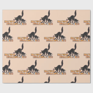 Black cat halloween wrapping paper