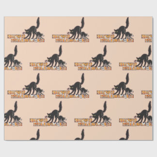 Black cat halloween wrapping paper