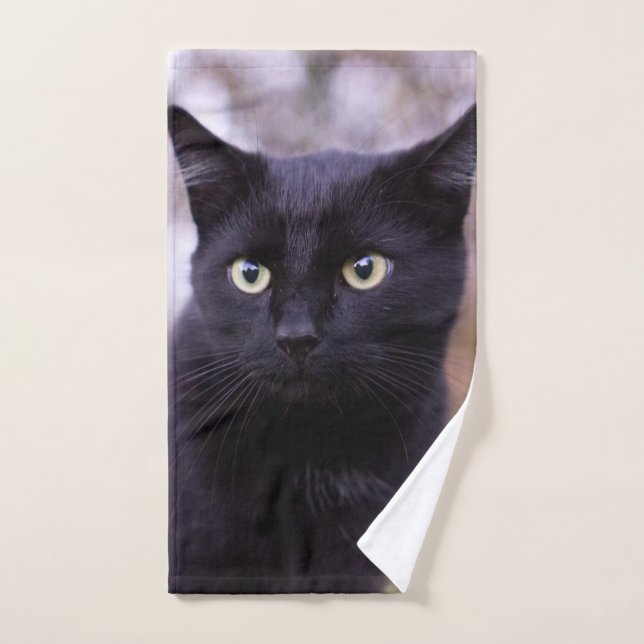 black cat hand towel (Hand Towel)