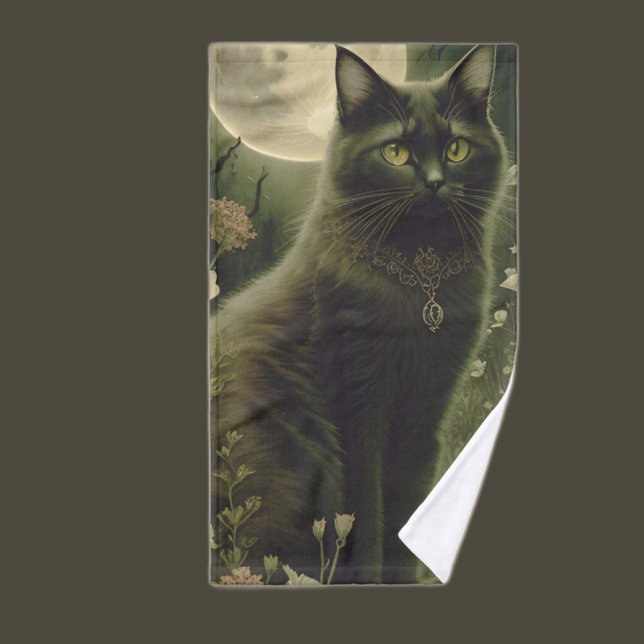 black cat  hand towel (Creator Uploaded)