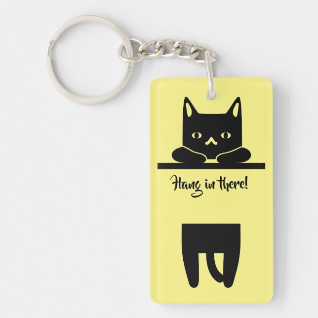 Black Cat, Hang in There! Key Ring (Front)