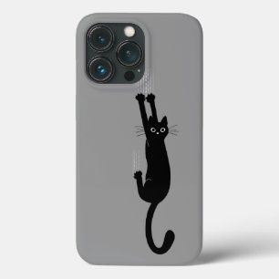 Black Cat Hanging On   Humourous Kitty Cat iPhone 13 Pro Case