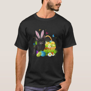 Black Cat Happy Easter Day Bunny Eggs Mens Womens T-Shirt