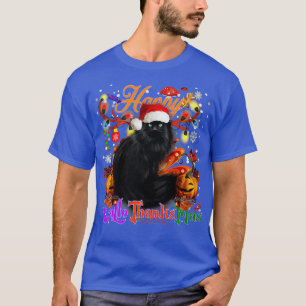 Black Cat Happy Hallothanksmas Halloween Thanksgiv T-Shirt