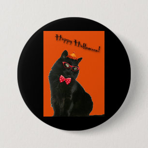 Black Cat Happy Halloween Button/Badge 7.5 Cm Round Badge