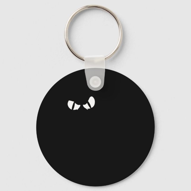 Black Cat Happy Halloween Fun Kitty Cartoon Key Ring (Front)