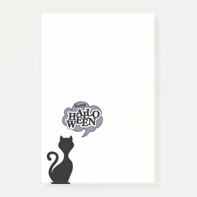 Black cat happy halloween post-it notes (Front)