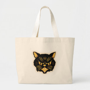 Black Cat Happy Halloween Trick or Treat Large Tote Bag